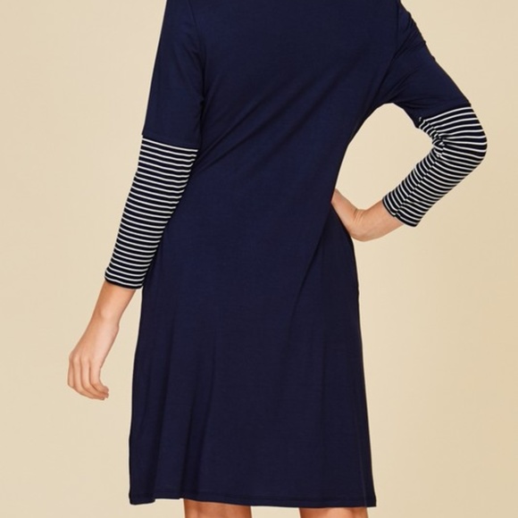 ALL  SIZES!!!  3/4 Sleeve Contrast Stripe Dress - Picture 2 of 5